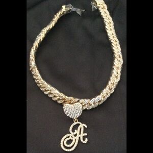 Costume gold and rhinestone necklace